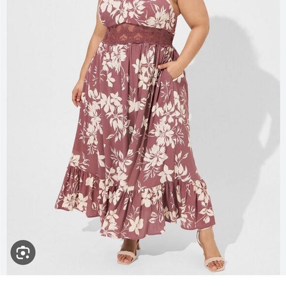 Torrid Emma Floral Gauze Lace Insert Maxi Dress Summer Spring Vacation Resort - Picture 4 of 14